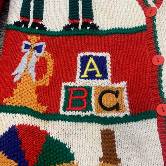 VTG Talbots Hand Knitted Holiday Ugly Christmas Cardigan Sweater - Picture 11 of 16